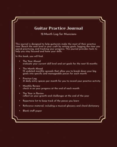 Guitar Practice Journal Back Cover