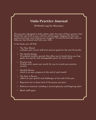 Viola Practice Journal Back Cover