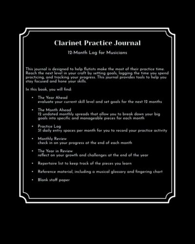 Clarinet Practice Journal back cover