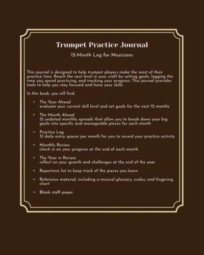 Trumpet Practice Journal back cover