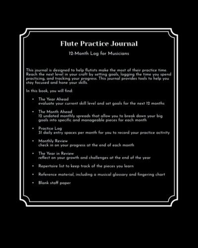 Flute Practice Journal back cover